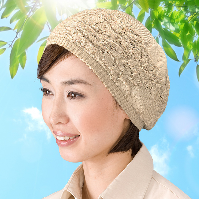 ＜日本直販＞ 風が通る綿のつば広UV帽子 2色組